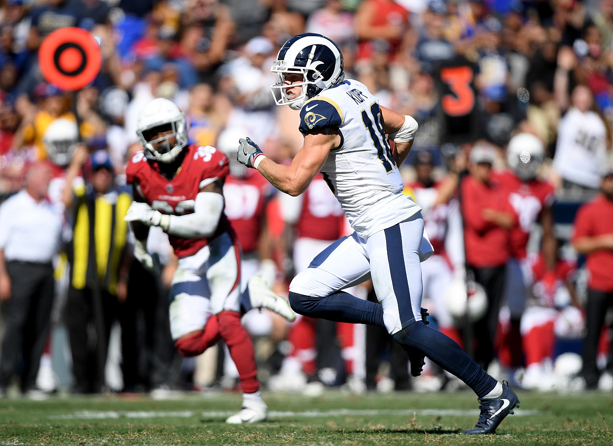 los angeles, ca - september 16:  cooper kupp #18 of the los ange