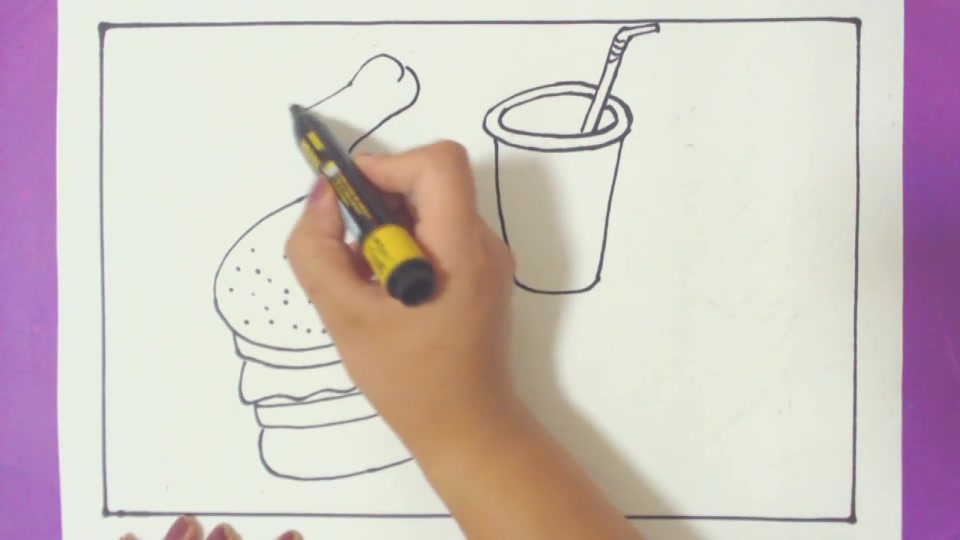 简笔画创意汉堡包好玩好画