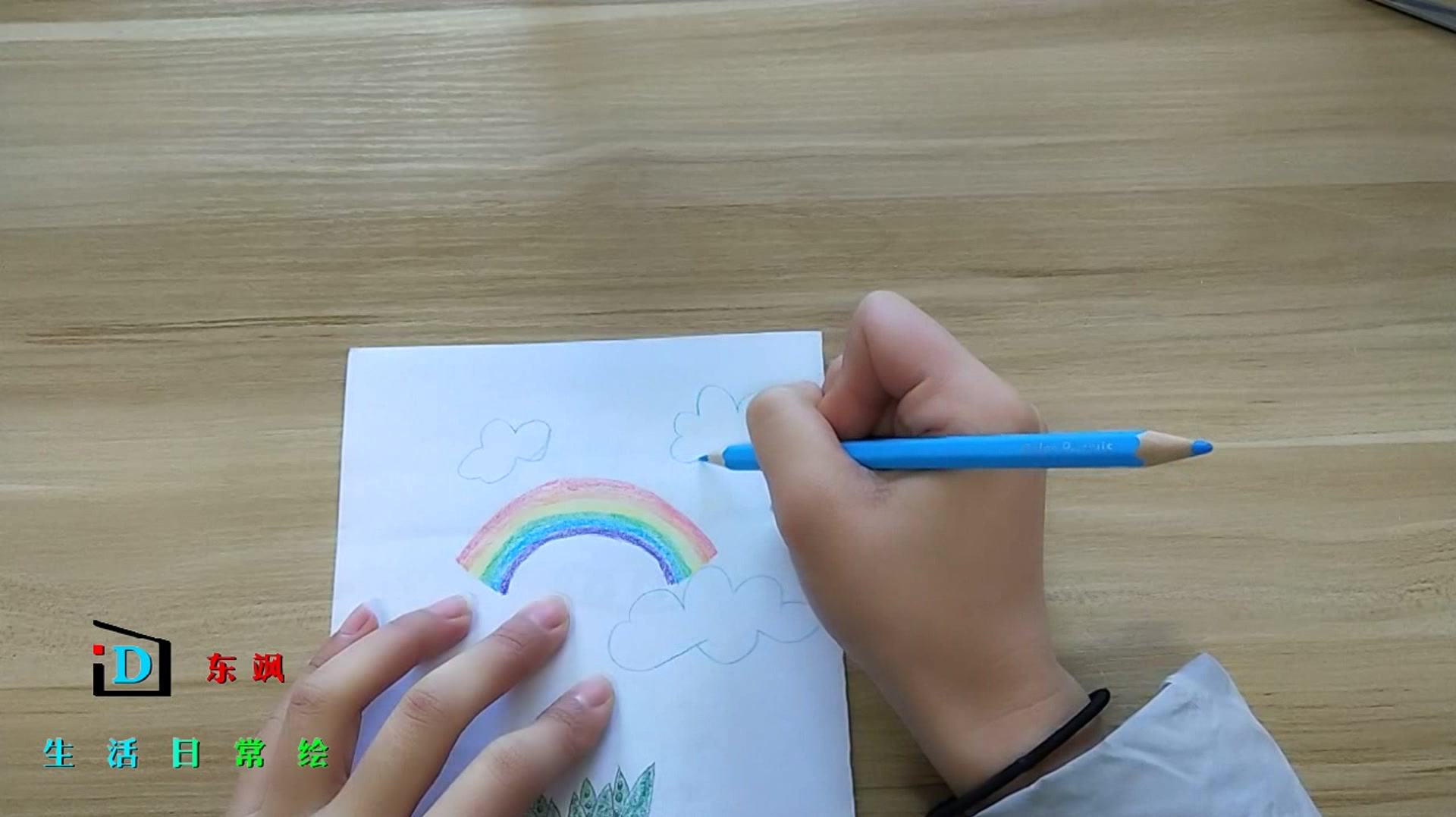 幼儿园小朋友也可以画的彩虹,七彩绚烂的颜色,是不是很漂亮
