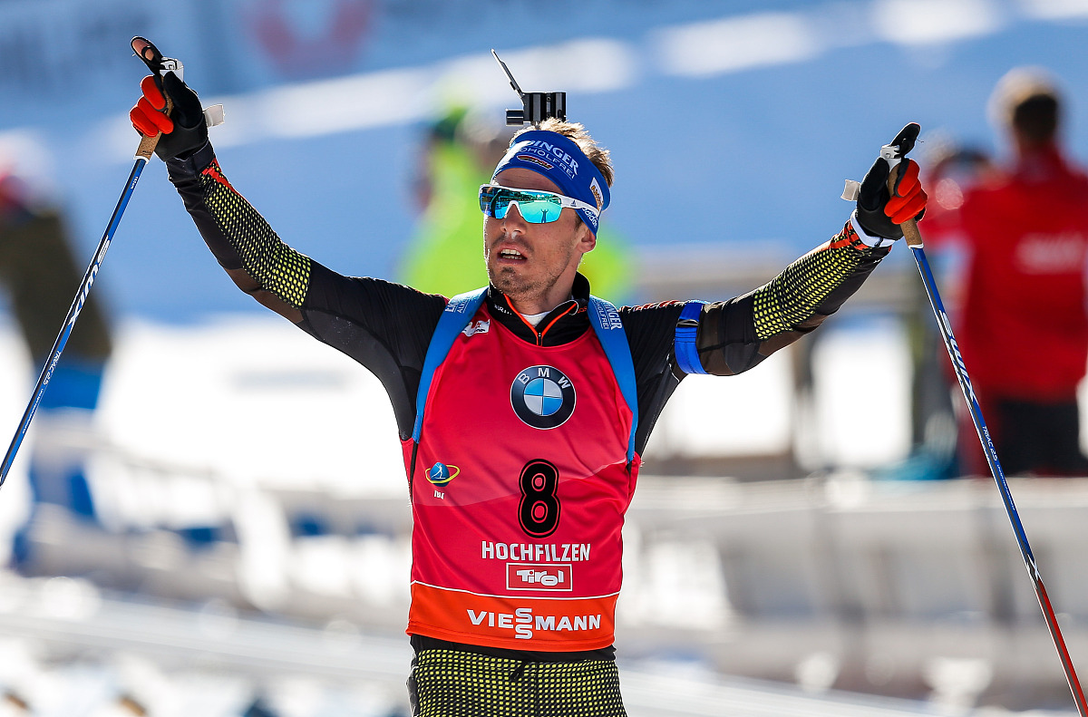 hochfilzen, austria - february 19: simon schempp of germany wins
