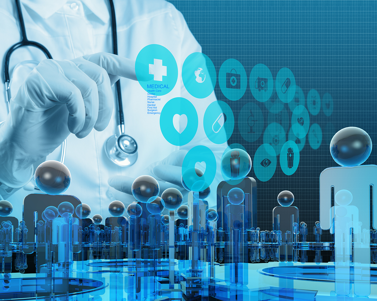 medicine doctor hand working with modern computer interface