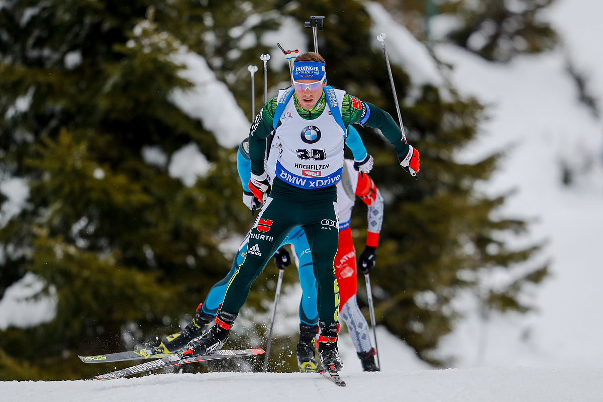 hochfilzen, austria - december 08: simon schempp of germany in a