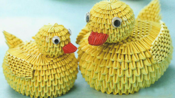 三角插折纸小黄鸭,可爱指数爆表的生日礼物,零基础创意手工DIY