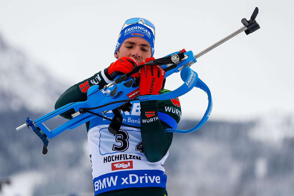 hochfilzen, austria - december 10: simon schempp of germany take