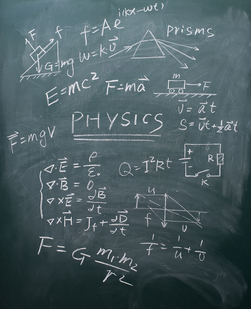 phycics equations on blackboard