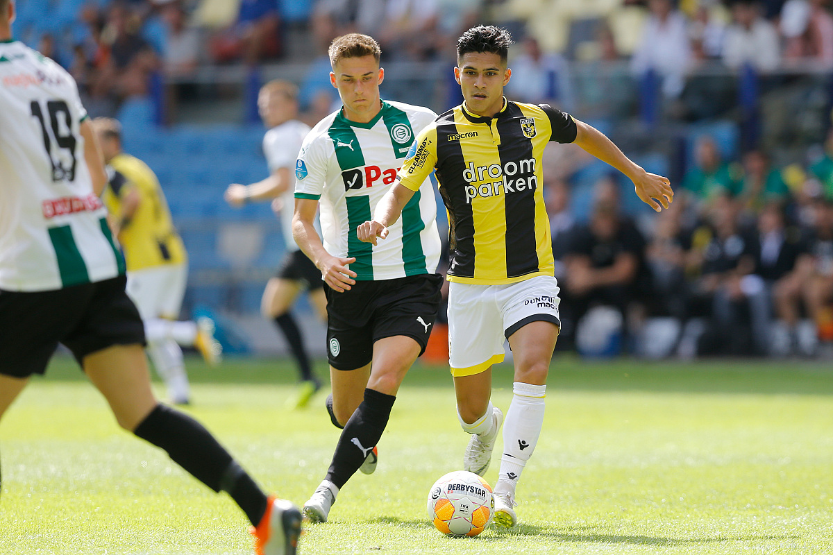 arnhem, netherlands - august 12: (l-r) ajdin hrustic of fc groni