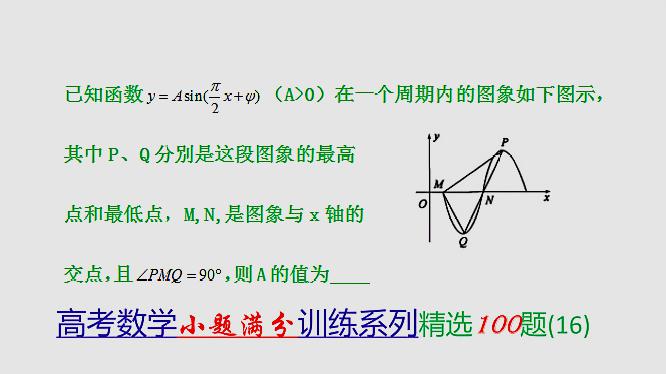 [图]高考数学正弦型三角函数根据图象求值-小题精选100题(NO.016)