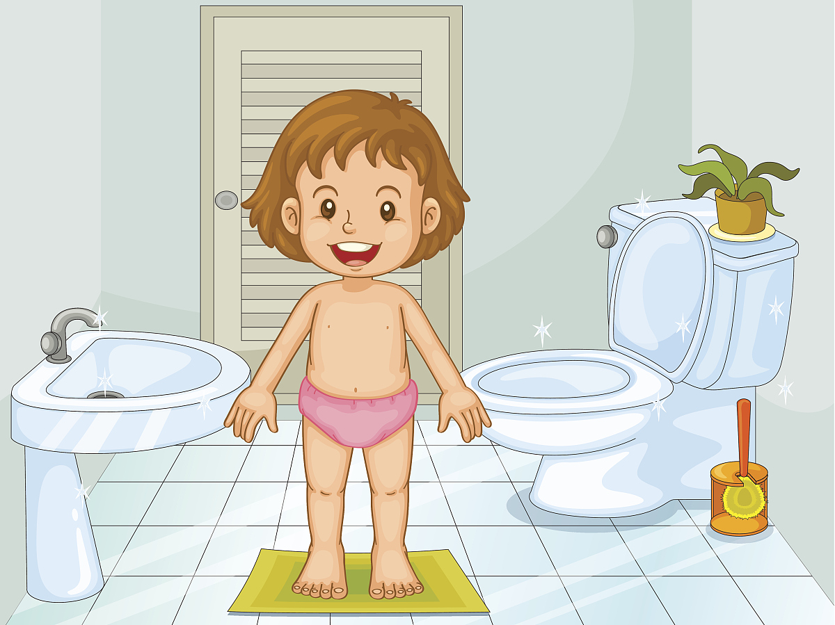 请模仿幼儿园女生上厕所时的情形