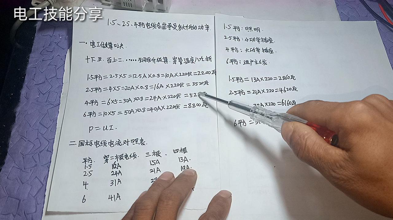 [图]电工知识:1.5、2.5、4平方的电线各能承受多大千瓦的功率和电流