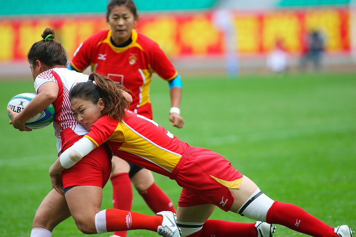 2013年3月31日,广州,2013世界女子七人制橄榄球赛,中国53-0突尼斯.***