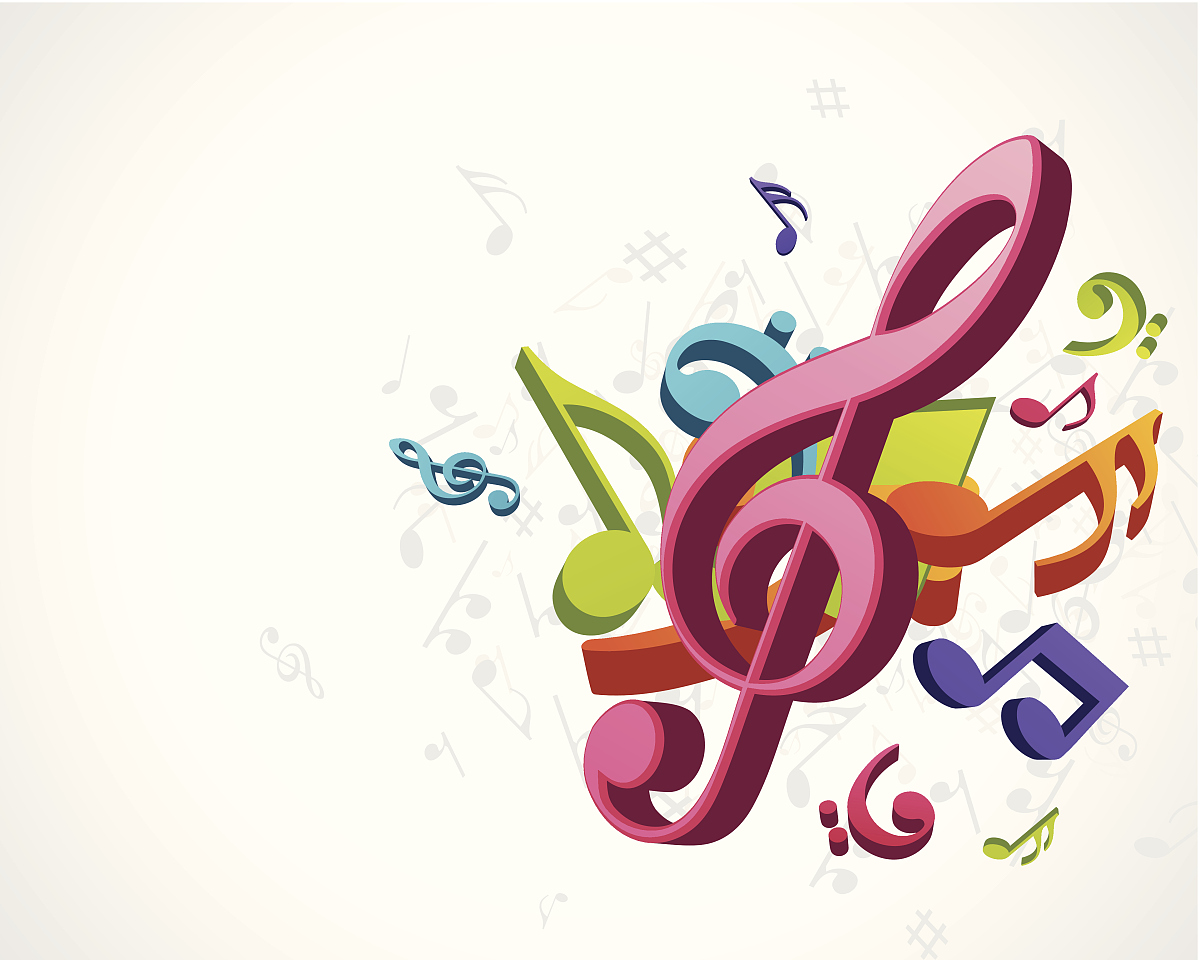 abstract melody with fly notes vector background