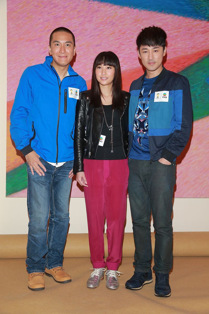 2014年4月24日,香港,巴西世界杯主题曲录音探班.  林峰 马国明