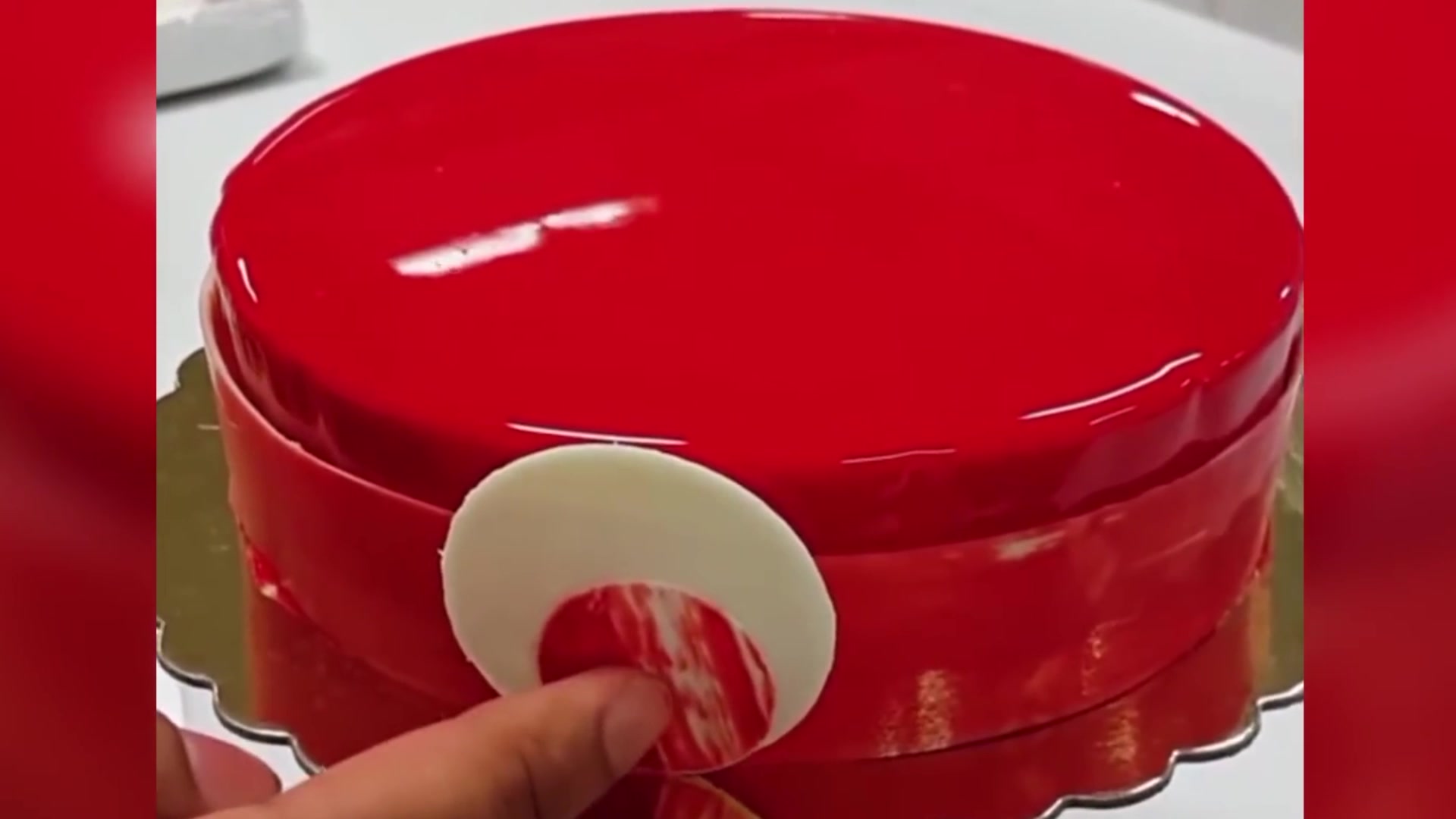 大红色淋面蛋糕,这样的结婚蛋糕太喜庆了!