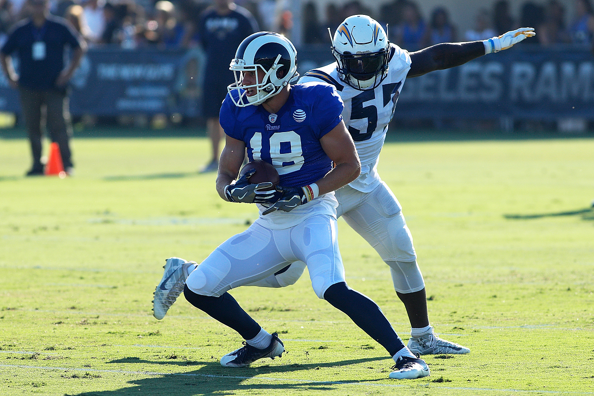 irvine, ca - august 9:  cooper kupp #18 of the los angeles rams 
