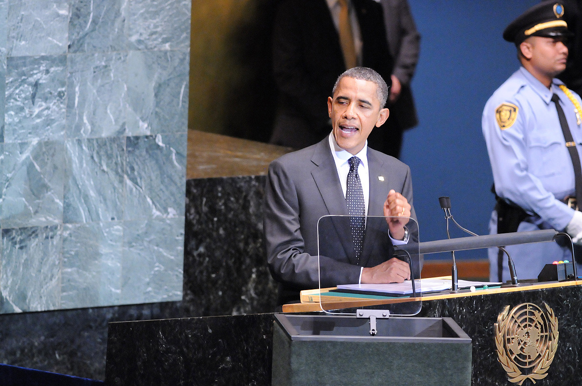 2010年9月22日,纽约,美国总统奥巴马在联合国千年发展目标高级别会议