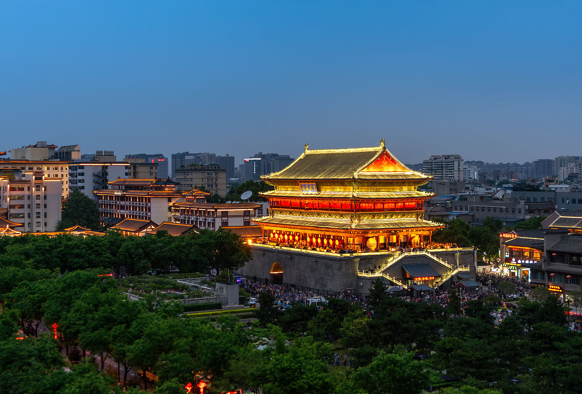 2019年5月1日,陕西,西安钟鼓楼建筑风光.