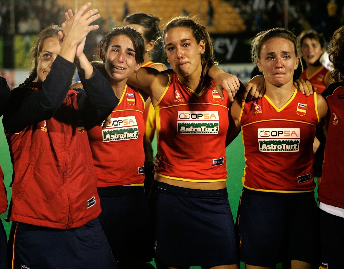 madrid, spain - october 06:   spanish players cry after losing 1