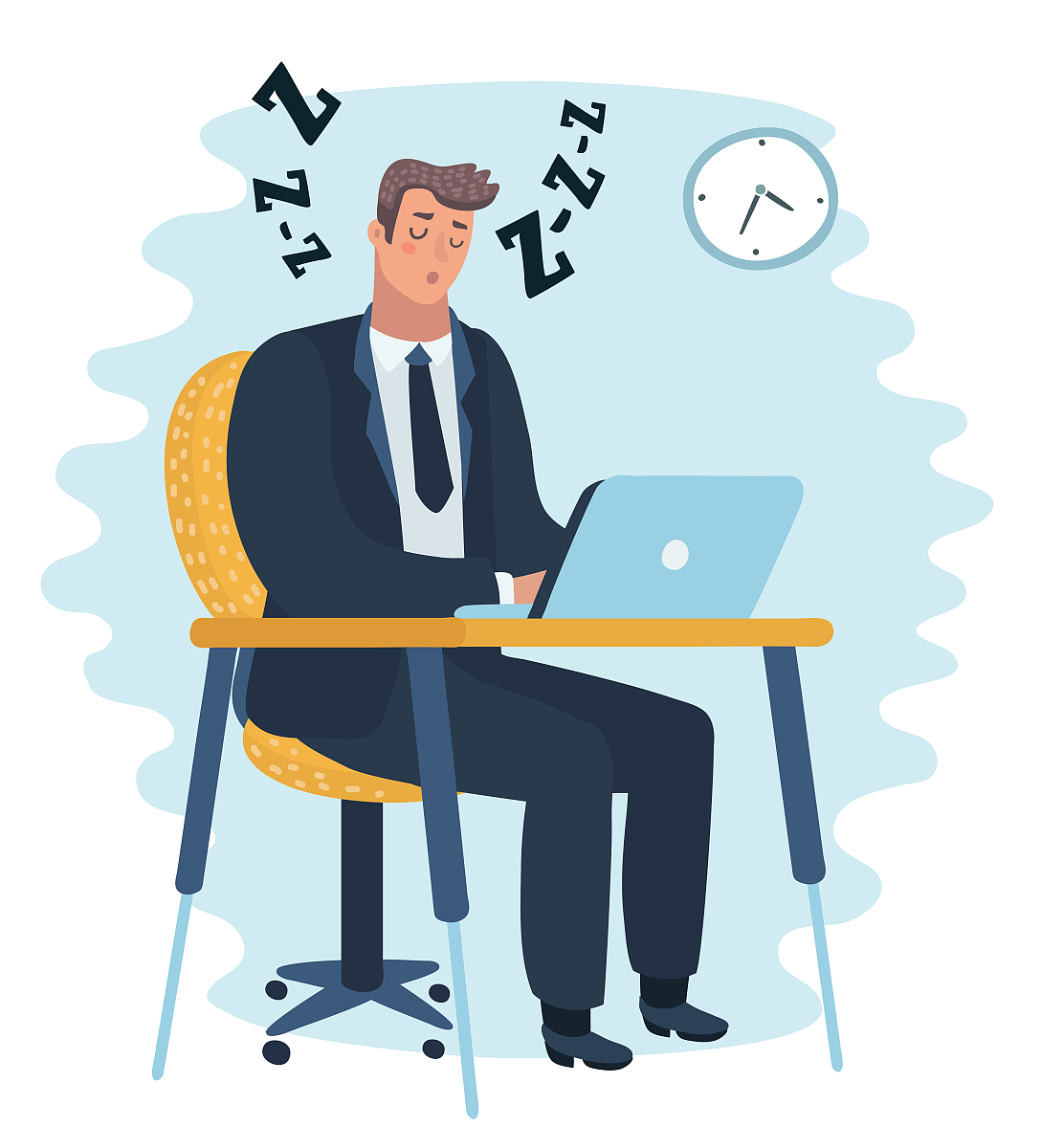 businessman falling asleep at his work, business concept in slee