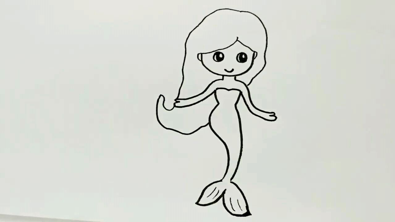可爱的小美人鱼,我们一起画吧!
