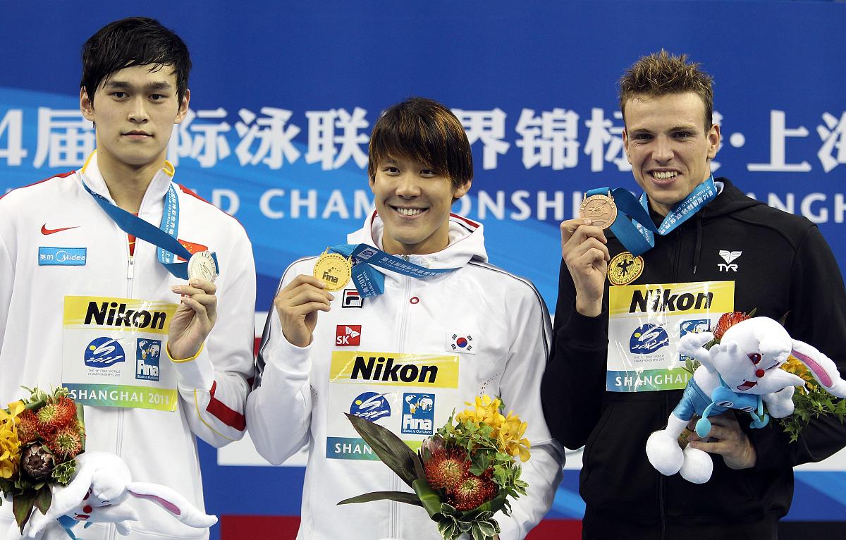 2011年7月24日,中国上海,2011游泳世锦赛男子400米自由泳决赛赛况.***