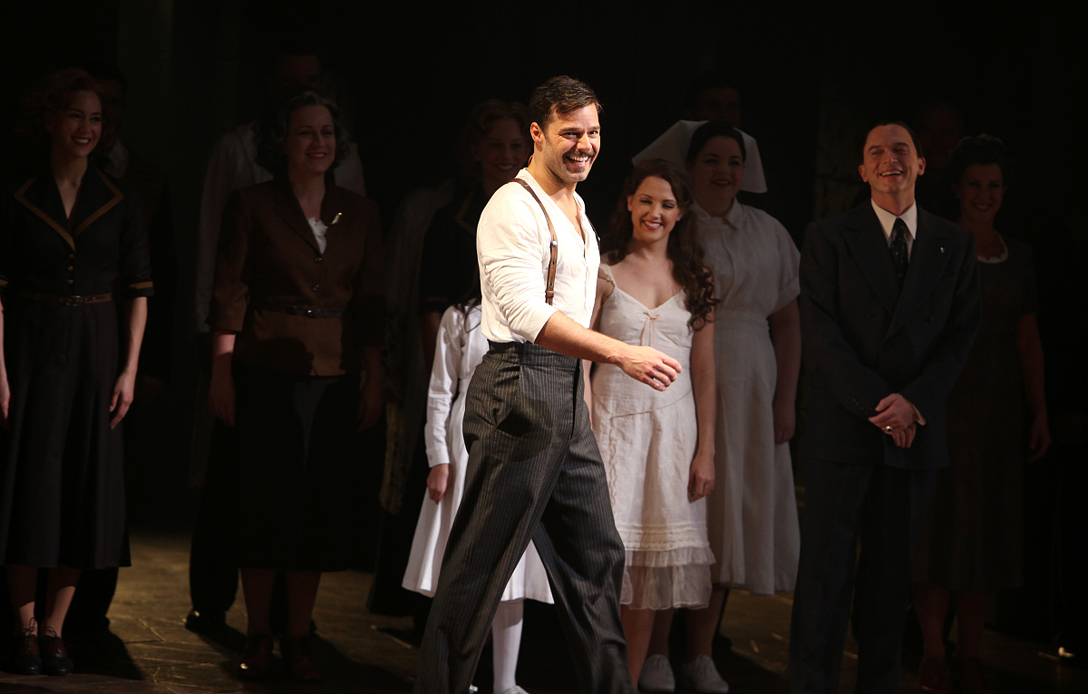 ricky martin during the first preview curtain call for the broad