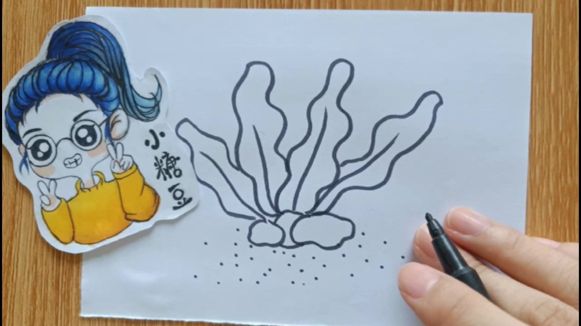 儿童简笔画教学,一起学画一棵海草,宝宝一看就学会!