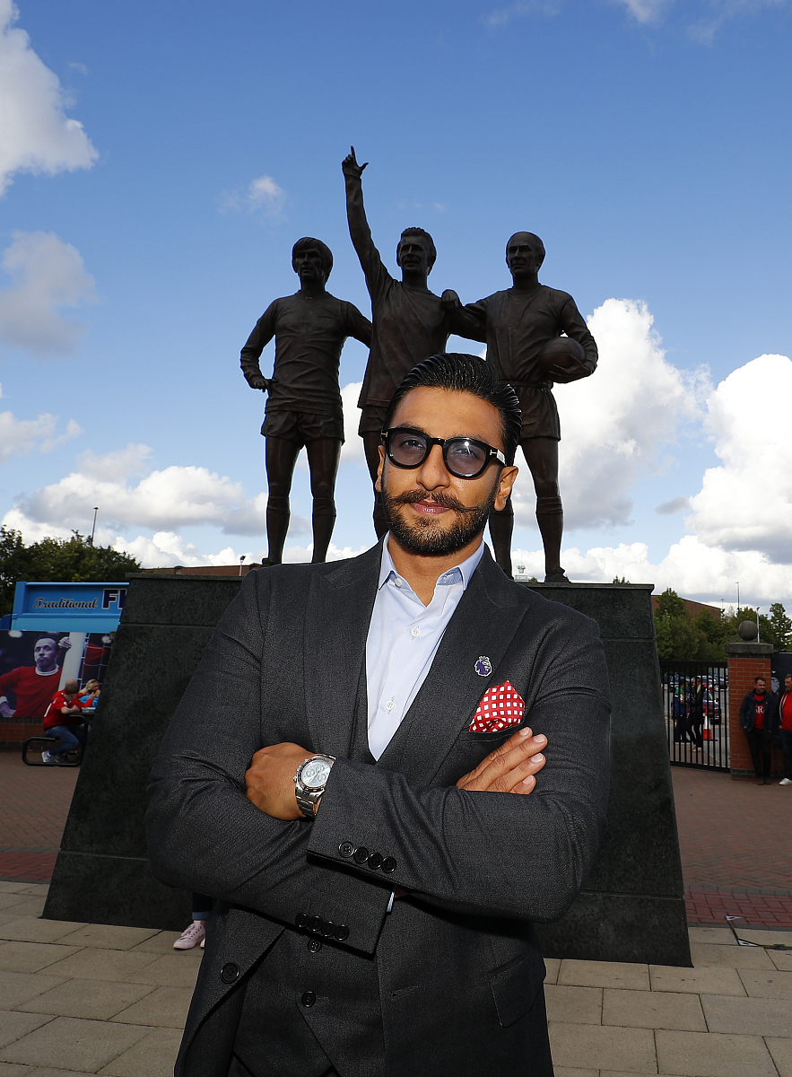 manchester, england - august 10: ranveer singh in manchester on 