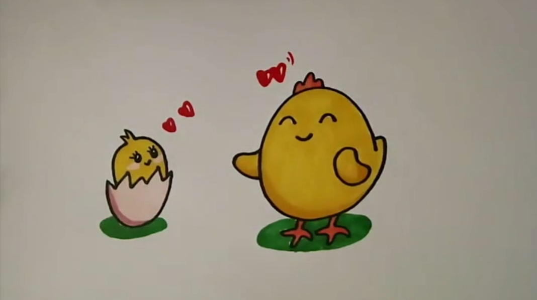 手工教程:教你画鸡妈妈和鸡宝宝,父母和孩子一起来学吧
