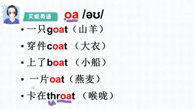 [图]英语顺口溜：含有oa字母组合发音的单词和快速记忆