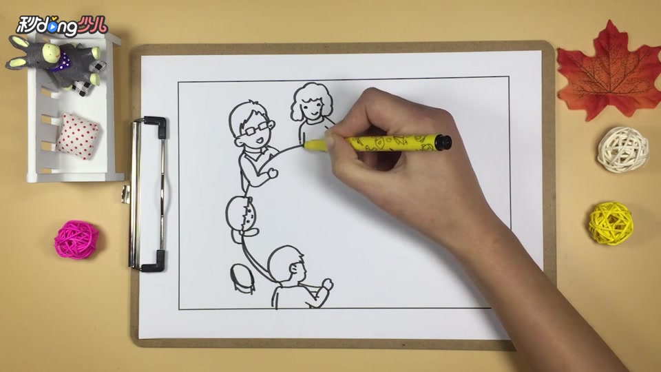 「手工」简笔画一家人吃年夜饭 简单好学