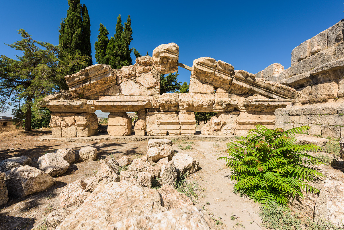 ruins of a roman temple in kasarnaba, bekaa valley, lebanon.