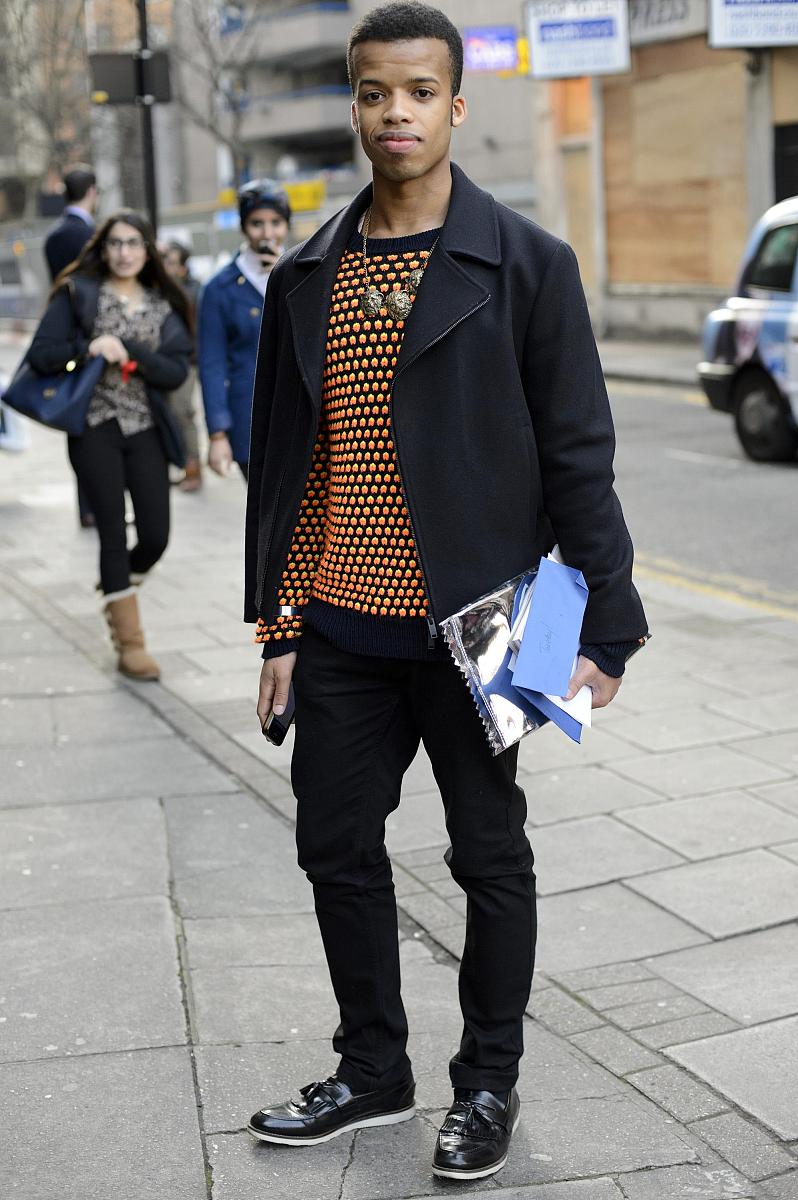 london, england - january 08:  blogger ike (21) poses wearing a 