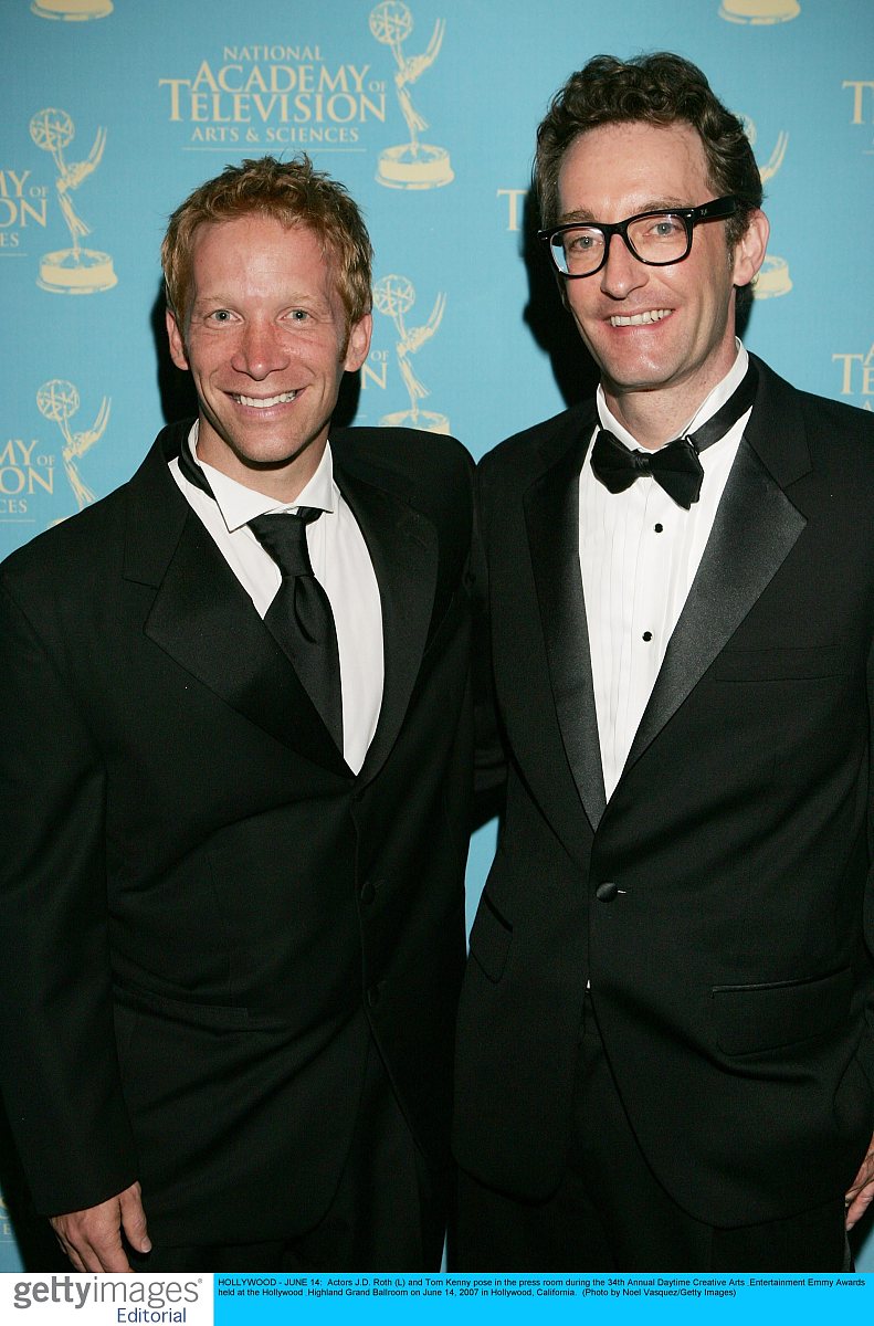 hollywood - june 14:  actors j.d. roth (l) and tom kenny pose in