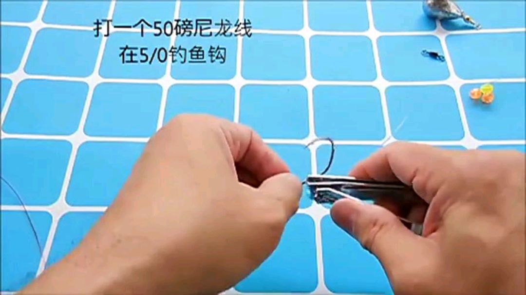 钓鱼:尼龙线鱼钩绑法教学,简单有效的钓鱼钩组合,不断线钓大鱼