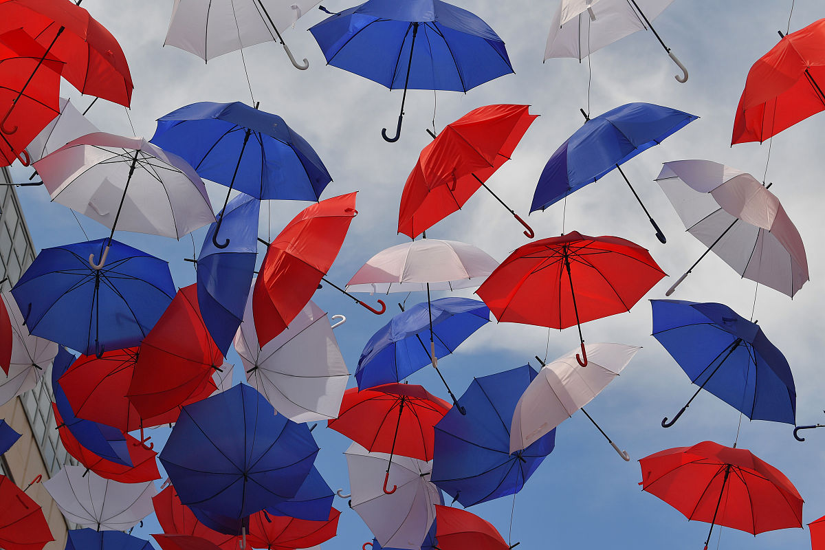 toulouse, france - july 17: umbrellas / detail view / during the