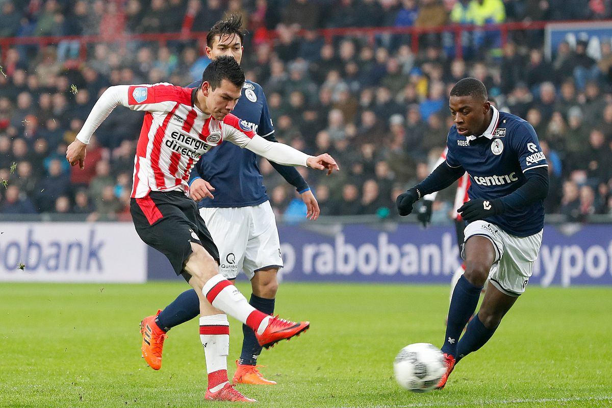 eindhoven, netherlands - december 3: (l-r) hirving lozano of psv