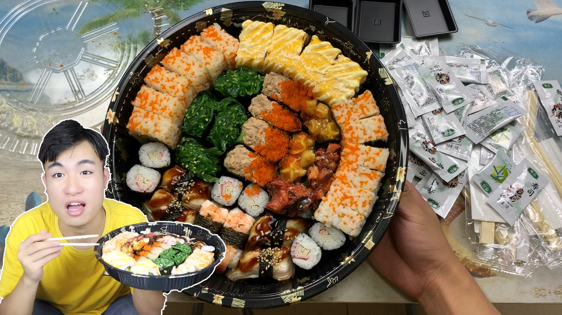 外卖64元“寿司拼盘套餐”打开才知道,花钱买了一堆酱料包,真坑