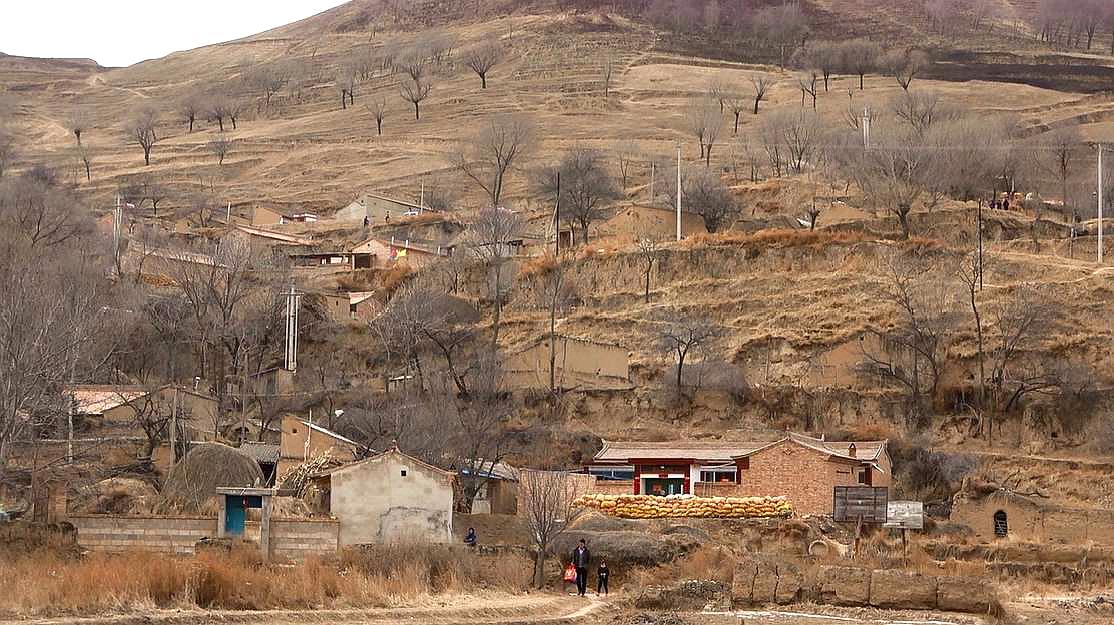 [图]甘肃老家农村,冬天里荒凉的景色,依然挡不住游子归家的步伐