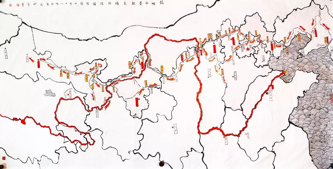 手绘明长城地图我们将从嘉峪关往南到酒泉祁连山下折返回张掖肃南县图片