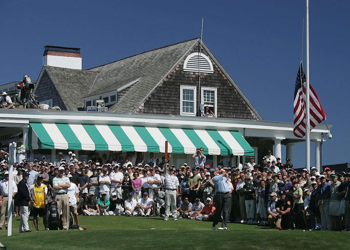 southampton, ny - june 20:  retief goosen of south africa hits h