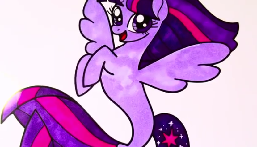 宝宝涂鸦美丽的小马宝莉形象简笔画视频