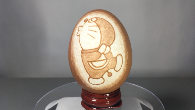 鸡蛋雕刻作品,卡通人物哆啦A梦