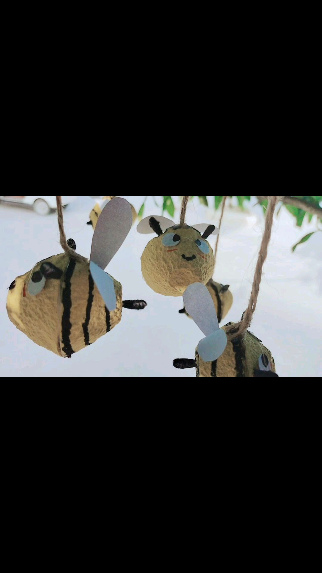 鸡蛋板做的小蜜蜂上线了,喜欢的赶紧造起来