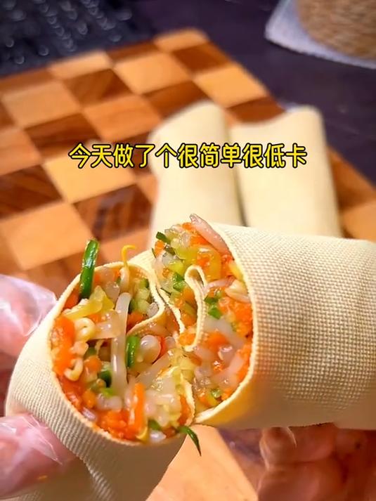 很简单很低卡又好吃的豆皮蔬菜卷