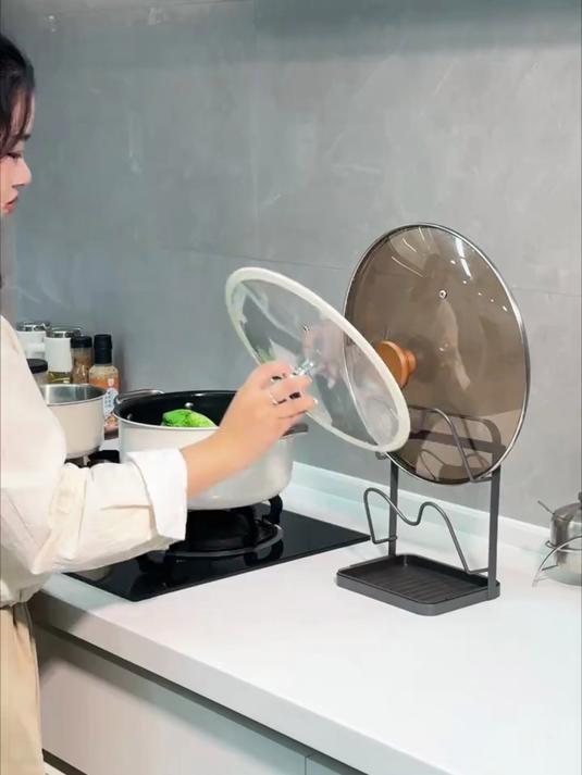 新款厨房双层锅盖架支架免安装置物架家用双层收纳菜板架砧板架