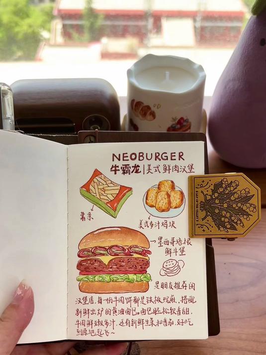 挑战画100幅手账5美式鲜肉汉堡