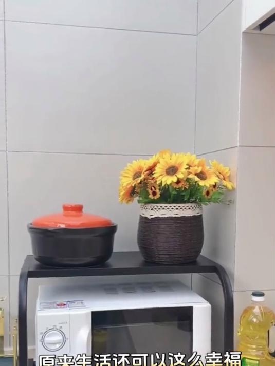 多功能双层微波炉架子，纵向拓展空间，告别厨房杂乱更省心！#厨房收纳架##微波炉置物架##厨