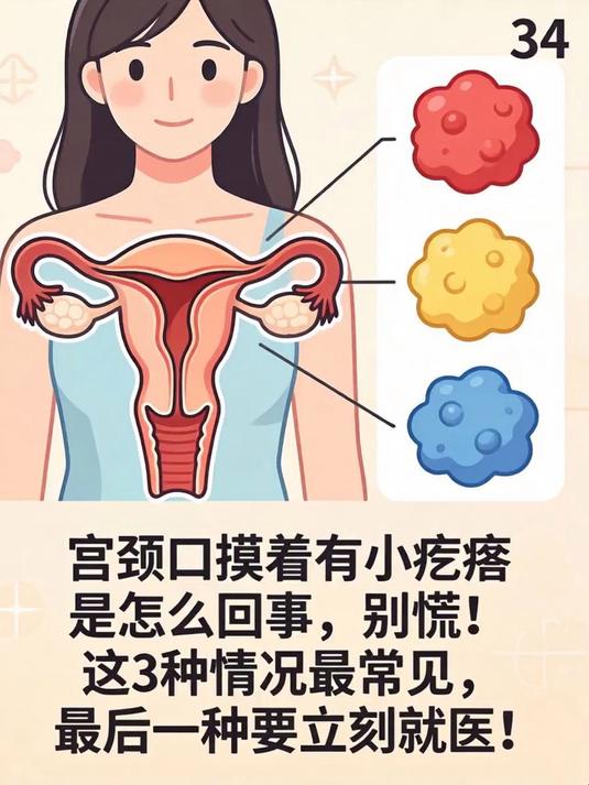 宫颈口摸着有小疙瘩是怎么回事,别慌!这3种情况最常见,最后一种要立刻就医!