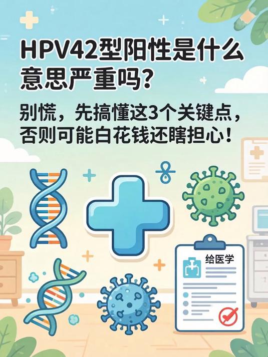 HPV42型阳性是什么意思严重吗？别慌，先搞懂这3个关键点，否则可能白花钱还瞎担心！