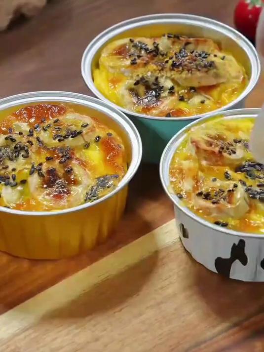两只鸡蛋一杯奶，做出三种小甜品！空气炸锅食谱快收藏